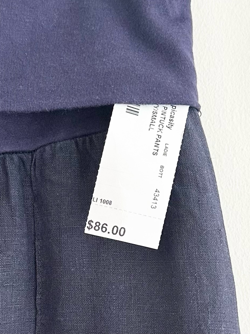 New w Tags! FRESH LAUNDRY Navy Wide-Leg Linen Pintuck Pants Size S - Picture 4 of 5